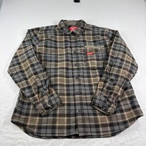 Milwaukee Gridiron Flannel Shirt Mens XL Brown Gray Plaid Heavyweight Workwear